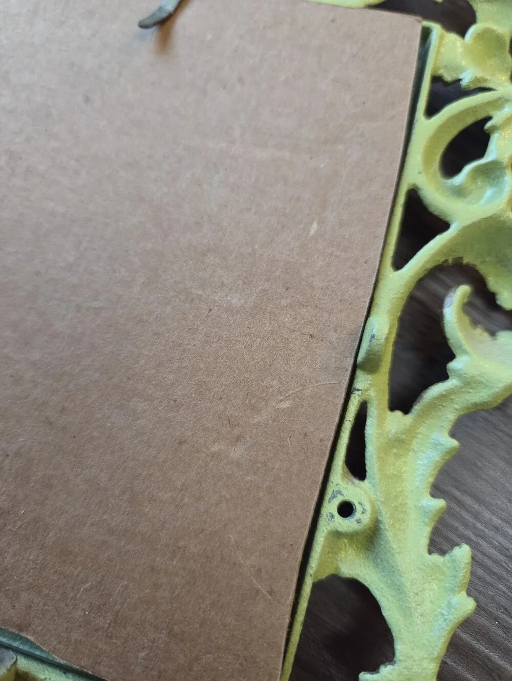 Vintage Art Noveau Cast Iron Ornate Green Picture Frame with Easel Back